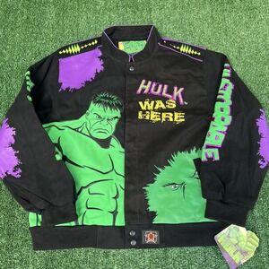 NWT VTG JH Design Hulk Jacket Youth 2XL Black Men's S Crop Boxy Racing Marvel